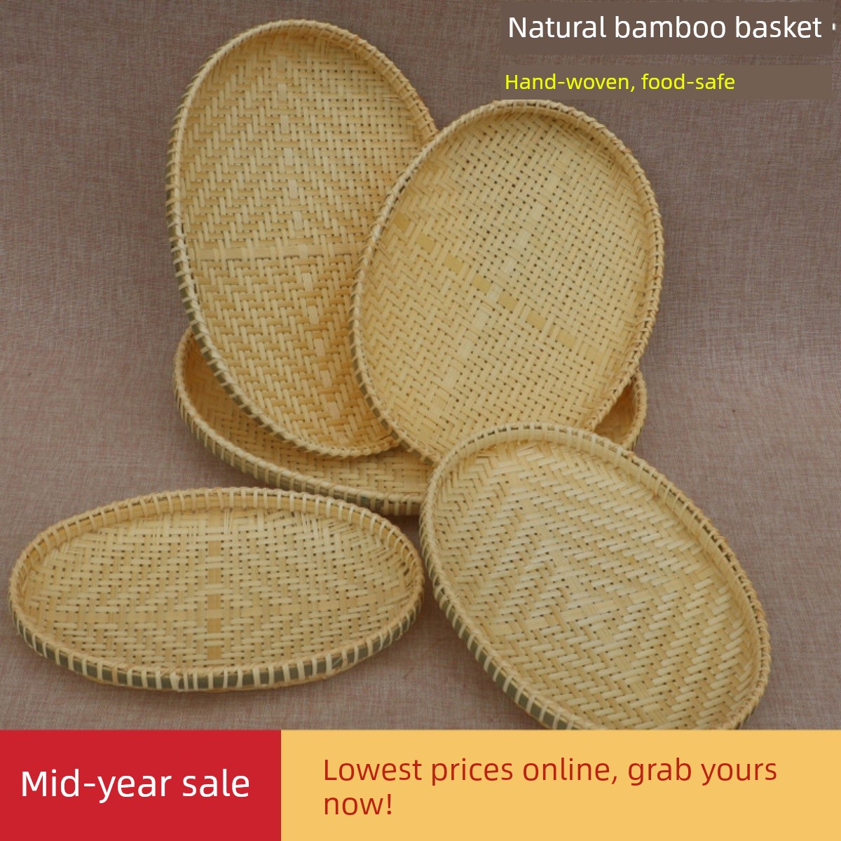 Bamboo Plaited Articles round Dustpan Handmade Bamboo Basket For Home Farming Drying Tray Fruit Plate Bamboo Plate Oval Steamed Bread Basket