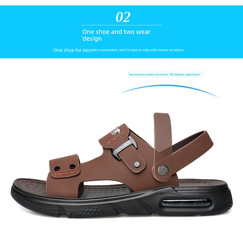 Woodpecker genuine leather leisure time non-slip Air cushion bottom Sandals