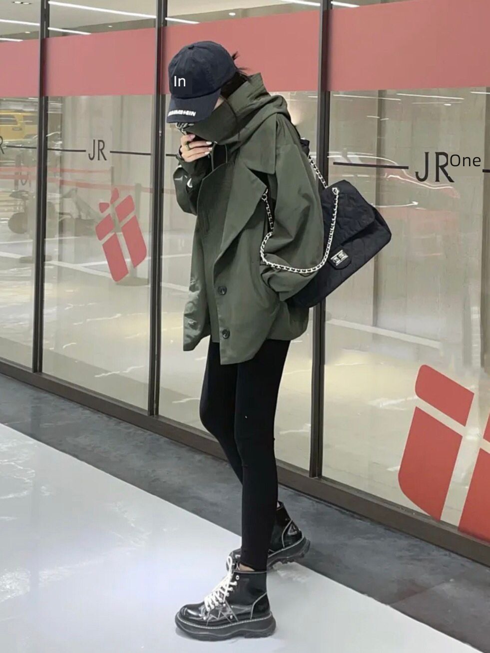 Sense of design leisure time locomotive work clothes Jacket Hooded overcoat