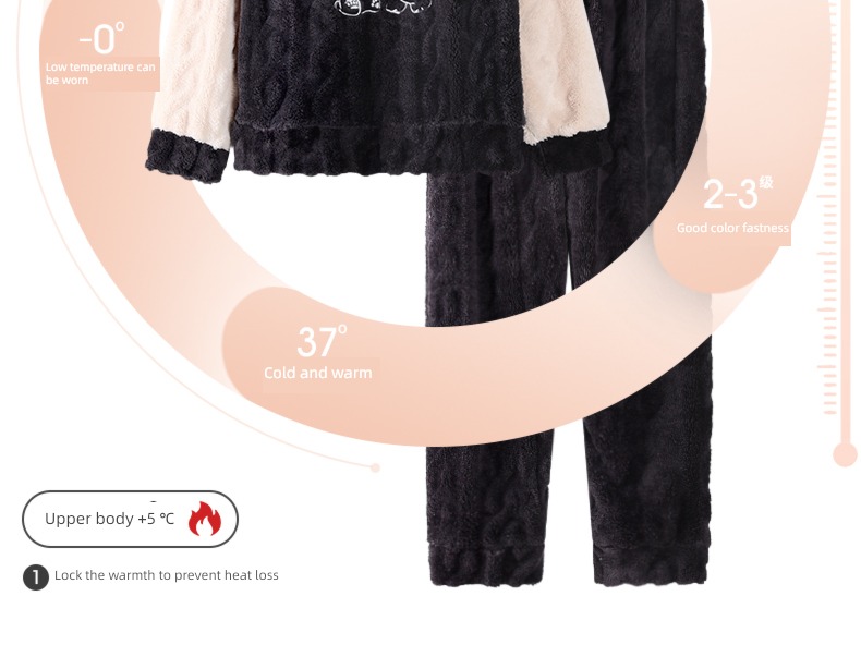 Coral velvet female spring and autumn winter keep warm flange pajamas