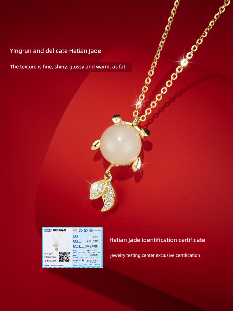 jewelry Goldfish Nephrite  Minority female Sterling Silver Necklace