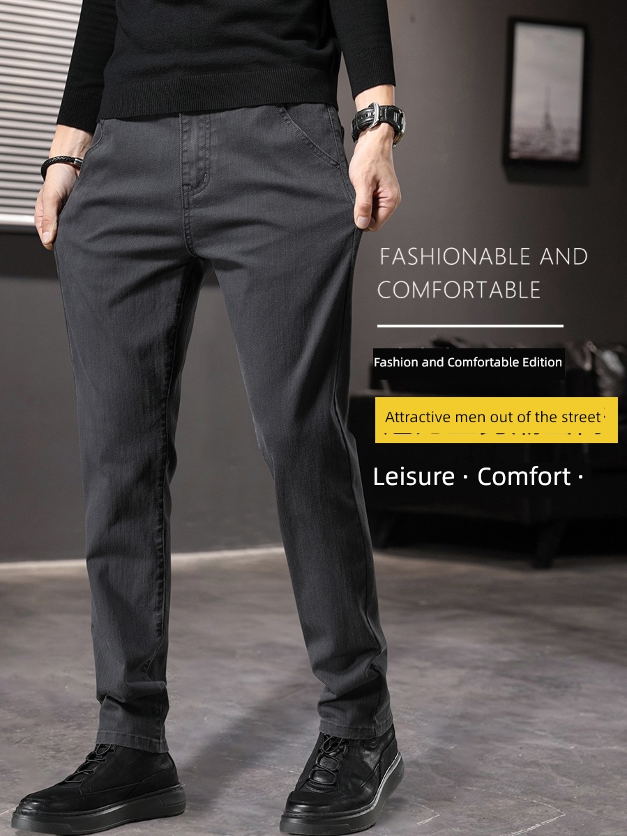 Chaopai Straight cylinder Plush Self-cultivation Autumn and winter leisure time Jeans