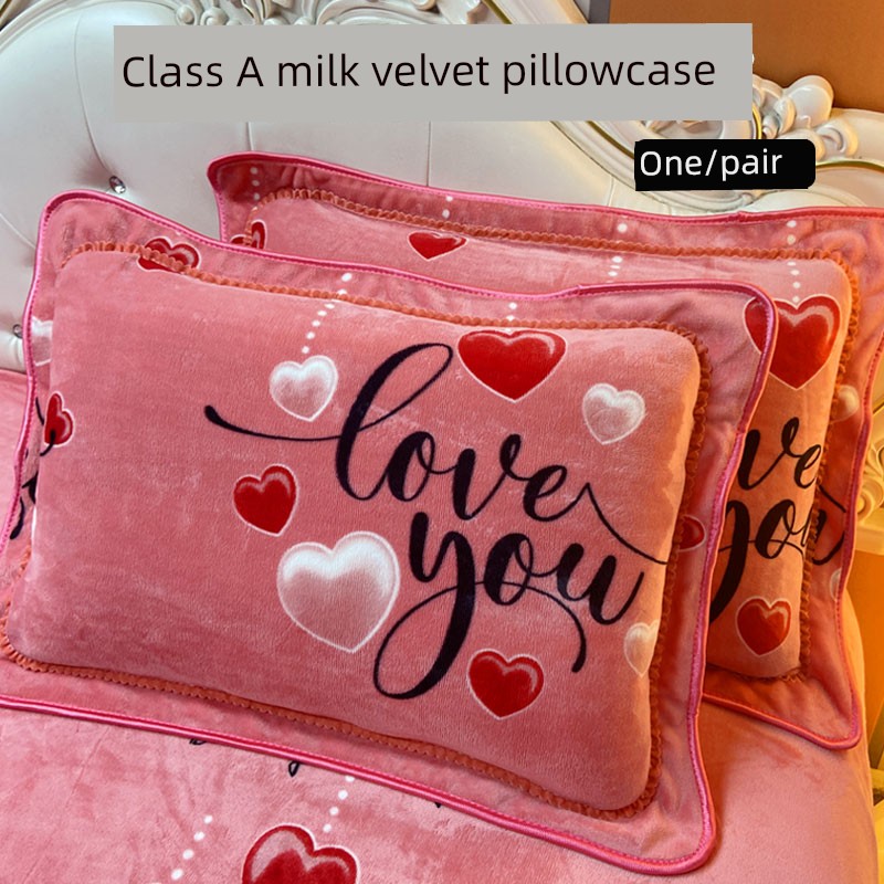 Winter Fleece-Lined Milk Fiber Pillowcase One-Pair Package For Home Single Student Pillowcase Pillow Liner Cover 48x74cm2