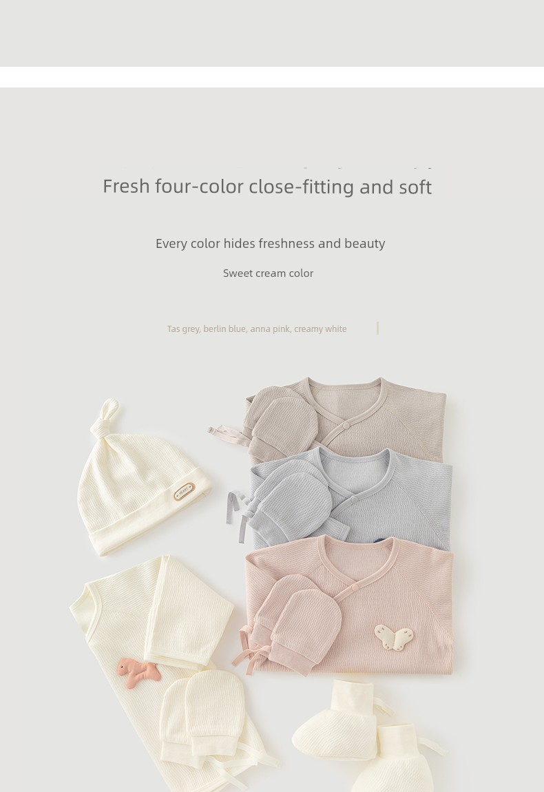 Guiqi Bear Newborn Long-Sleeve Tie-Up Top Spring and Autumn Newborn Baby Monk Clothes Seamless Pure Cotton Infant Delivery Room — 3
