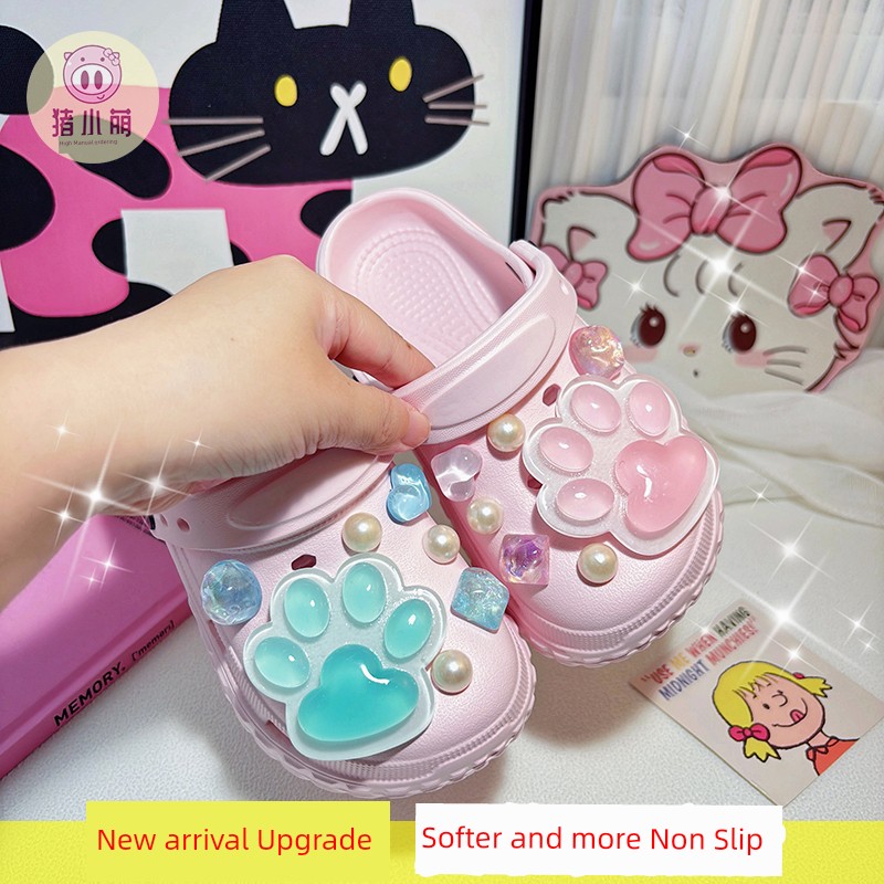 Cat's Paw Hole Shoes Girl White One-Piece Slippers Kids Swimming Outdoor Non-Slip Soft Bottom Western Style Wet Summer — 5