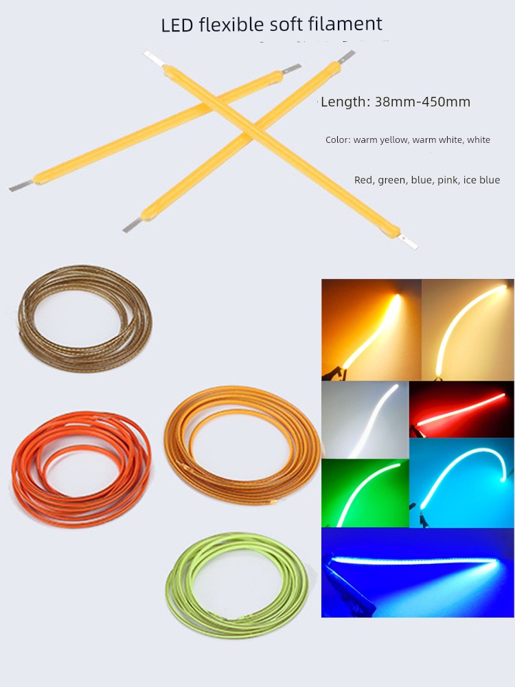 3V Ultra-Fine Flexible Soft Filament Luminous Strip Handmade DIY Quantum Magnetic Suction Lamp Light Source Warm Yellow Led Pole Both Ends