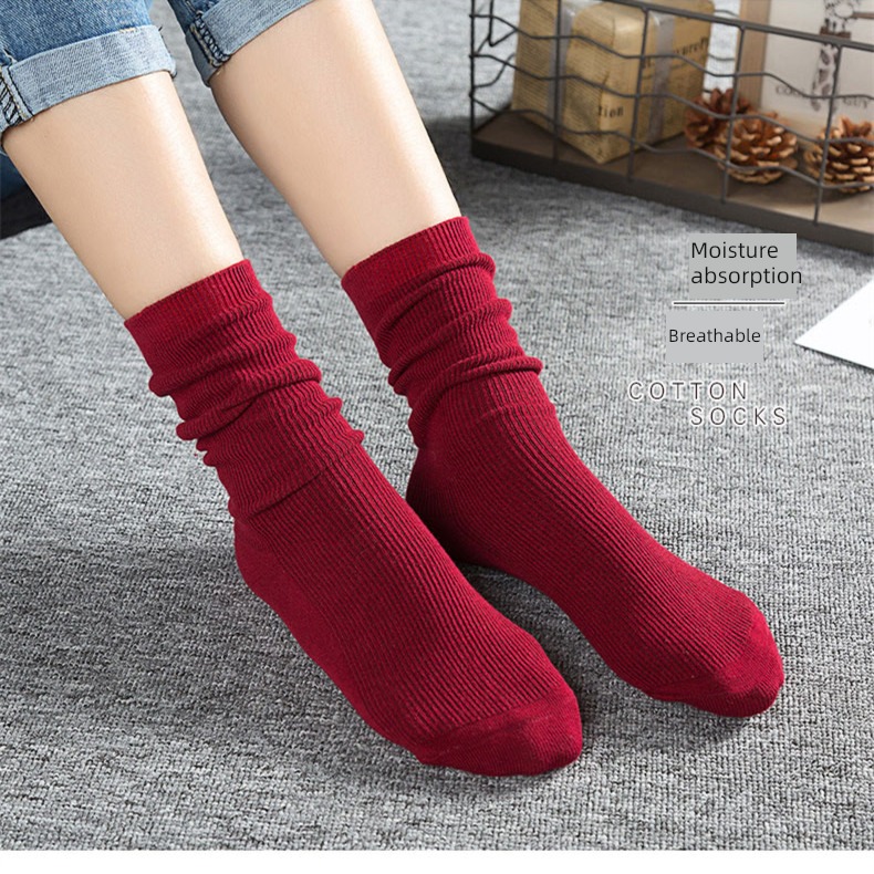 female pinkycolor  long and tube-shaped Forest Department Versatile personality Pile socks