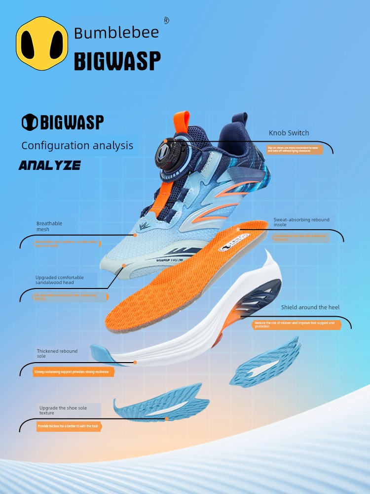 Bumblebee Children's Shoes, Kids' Sneakers, New Autumn Model, Breathable Casual Shoes for Little Girls, Girls' Running Shoes — 3