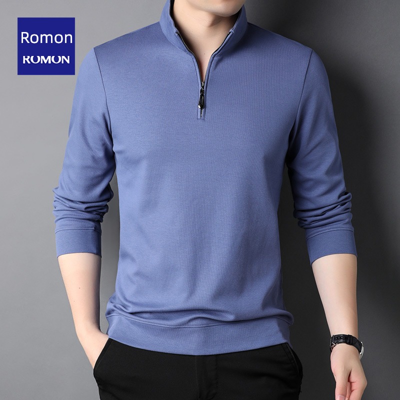 fashion Romon Half high collar zipper autumn leisure time T-shirt