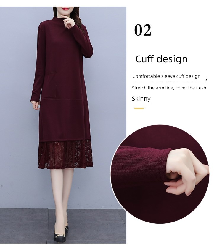 Medium length Half high collar fashion Inner lap knitting sweater