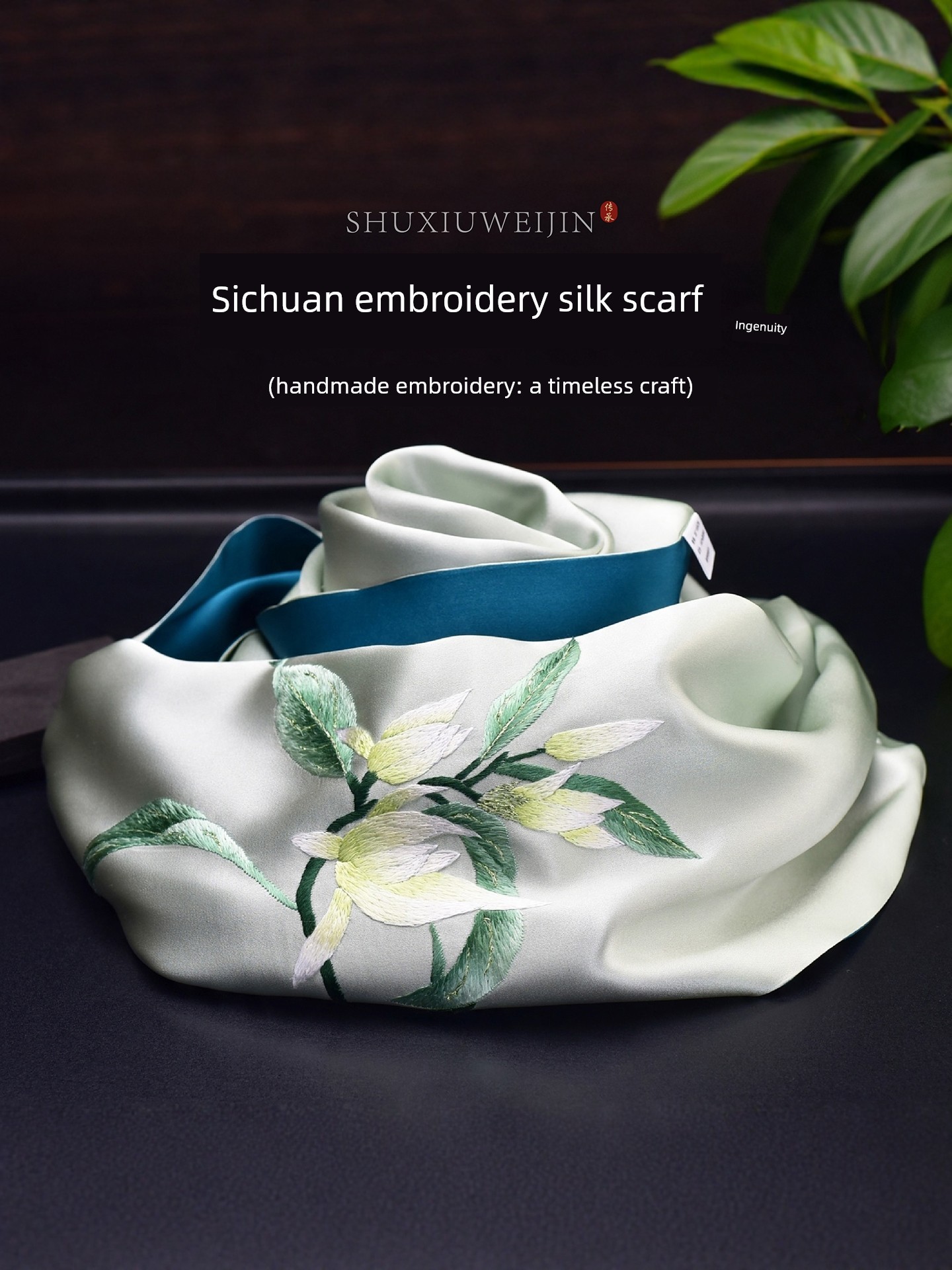 Sichuan Embroidery Souvenir, Hand-Embroidered Scarf, Sichuan Chengdu Specialty, Chinese Style Mulberry Silk, Sichuan Embroidery Silk Scarf, Souvenir