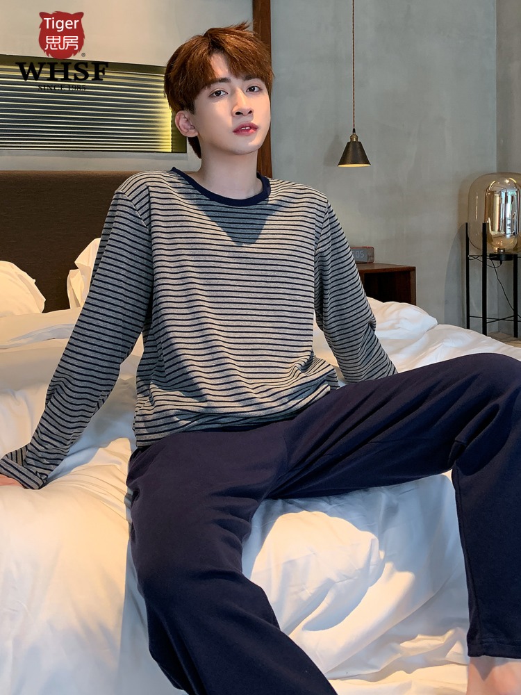 man Long sleeve Cotton stripe leisure time leisure wear pajamas