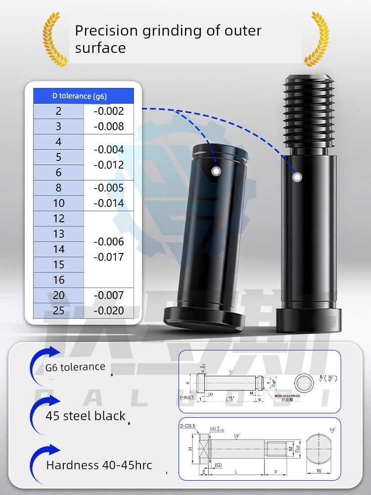 Shoulder Hinge Pin with Hardened G6 Precision Hcdg Mic02 5 6 8 10 12 15 20 25 Circlip Pin