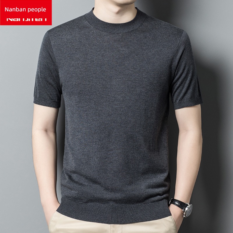 NGGGN mulberry silk Containing wool Round neck Short sleeve T-shirt