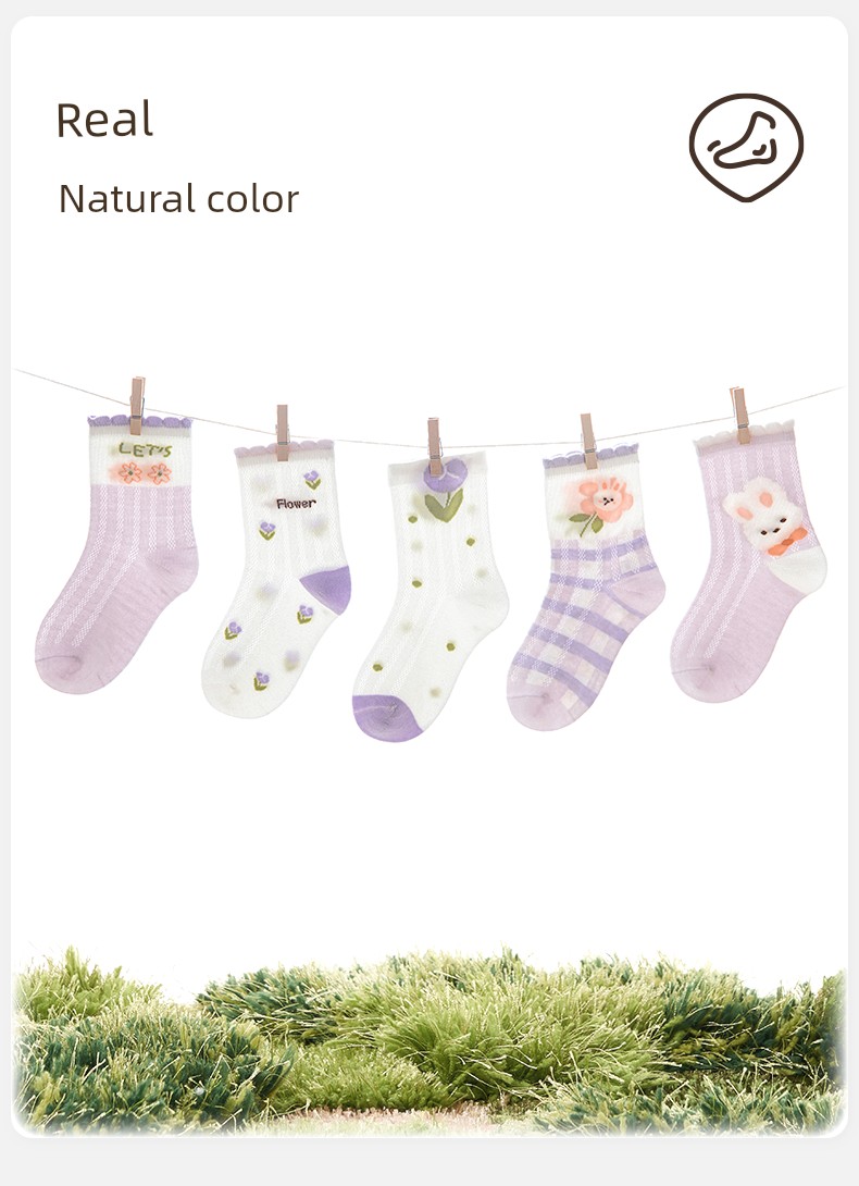 [100% Cotton] Girls' Socks, Summer Thin Pure Cotton Breathable Mesh Socks, Kidsren's Socks for Girls, Autum Baby Socks — 23