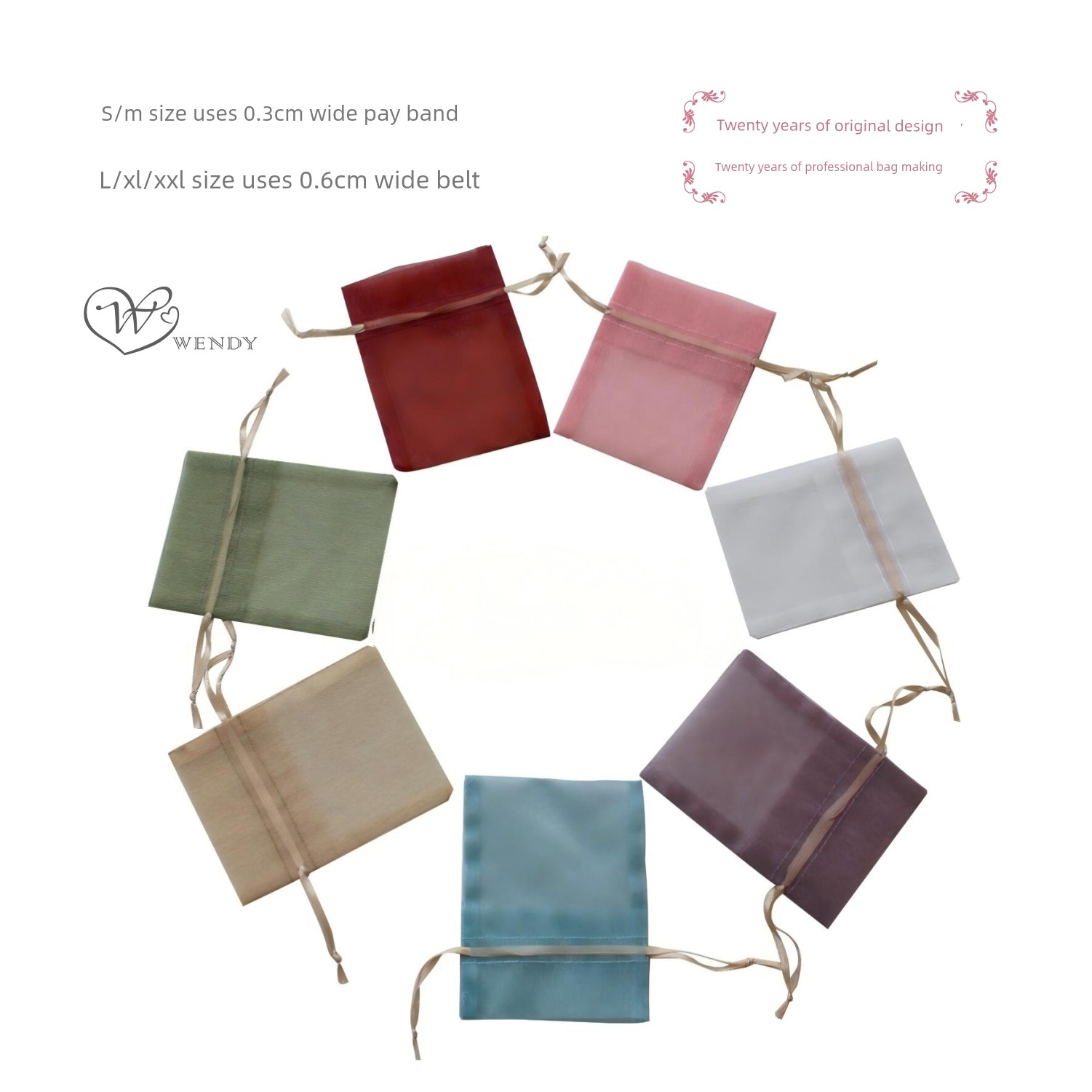 Wen Di Gauze Drawstring Bag, Plain Thick and Dense Gauze Bag for Wedding, Birthday, Candy Box, Gift, and Jewelry Packaging