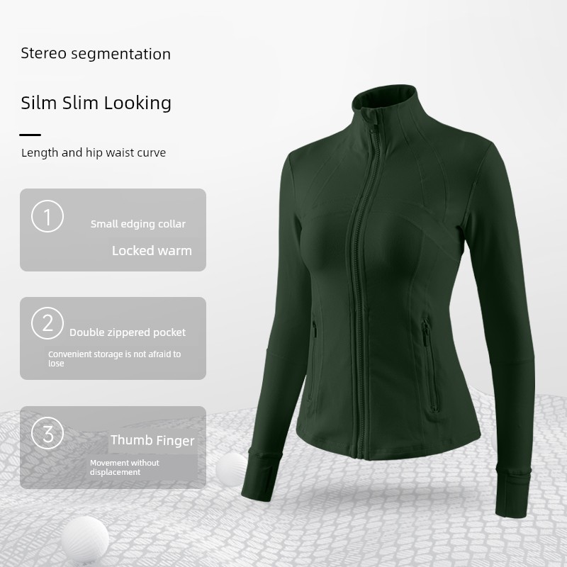 MLD Sports Outwear Women's Spring Stand Collar Zipper Slim Fit Slim Looking Long Sleeve Yoga Wear Running Training Workout Top