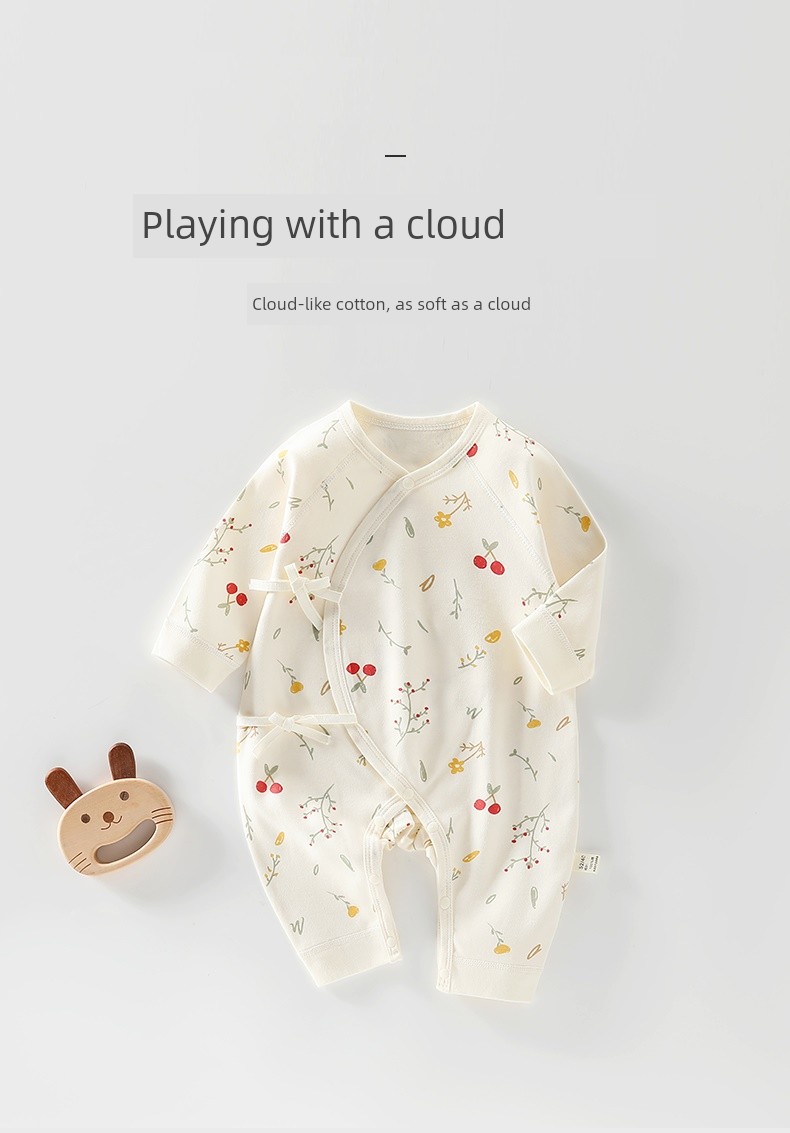 Jq Jingqi Baby Romper Autumn Pure Cotton Newborn Clothes Butterfly Jumpsuit Home Monk-Style Outfit — 3