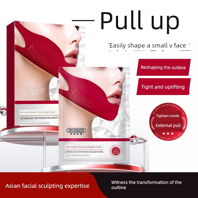 V-Face Mask Collagen Red Bandage Lifting Mask to Reduce Fine Lines and Wrinkles