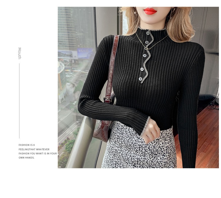 Half high collar Long sleeve jacket Korean fashion Sweater