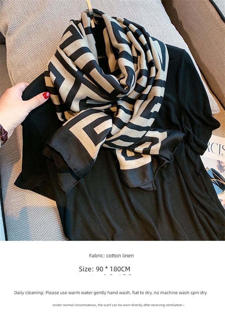 winter female Spring and Autumn Travel Cotton and hemp fashion Silk scarf