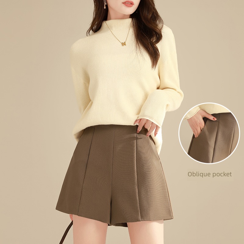 Autumn and winter High waist little chap Wear out suit shorts