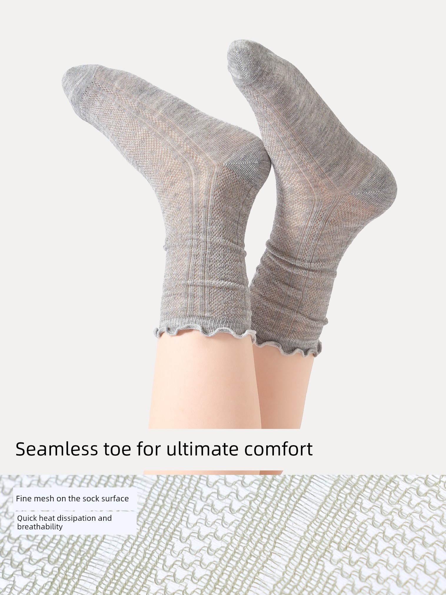 Girls' Socks, Summer Thin Silk Mesh Socks, Kidsren's Breathable Pile Socks, Girls' Lace Princess Mid-Calf Socks — 3