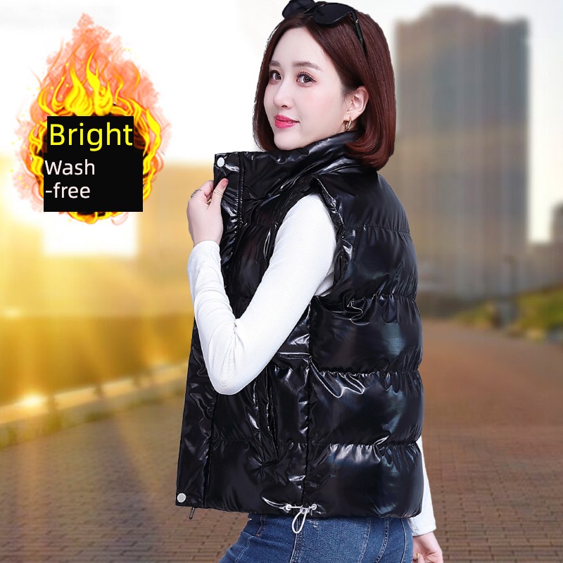 winter Bright surface No washing fashion Women's money Down cotton Vest