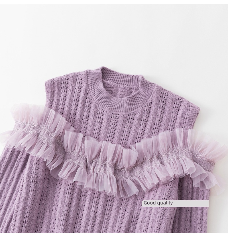 JIANYU Sense of design Round neck Splicing Ruffles Gauze