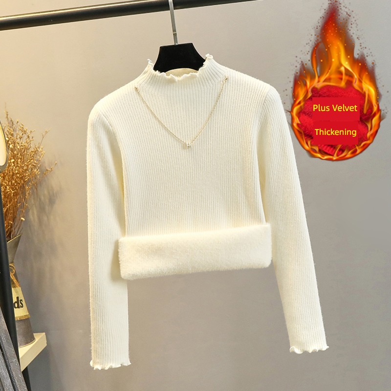 Half high collar keep warm one Velvet knitting jacket Undershirt
