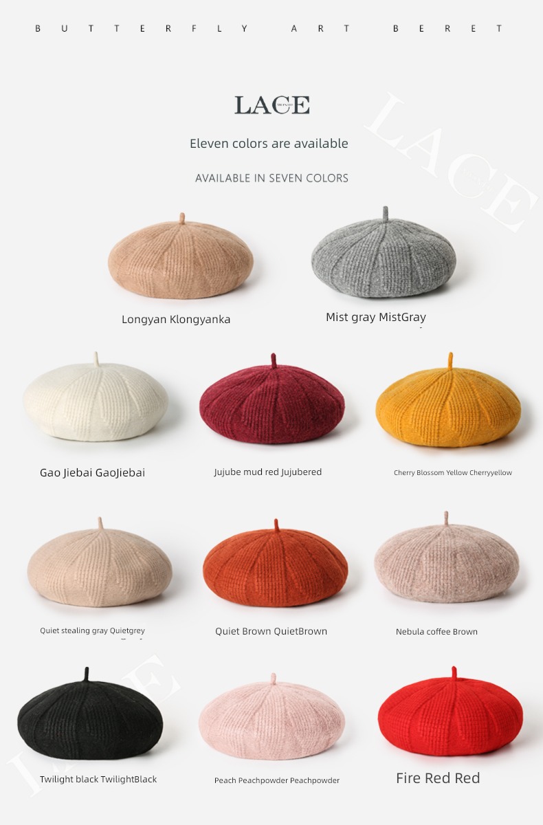 Wool knitting Autumn and winter female solar system customized beret