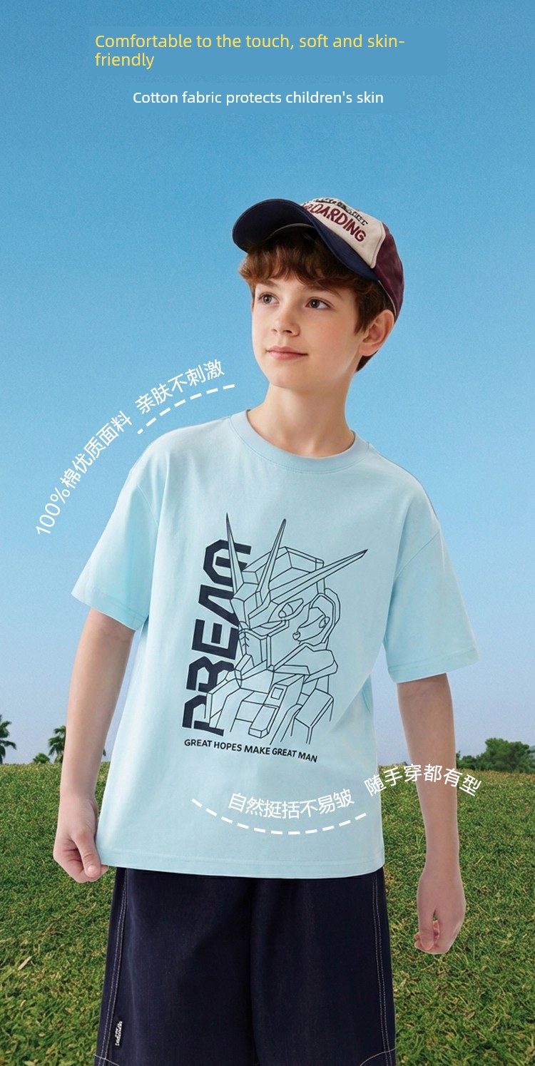 Balabala Short Sleeve Tops Casual Pure Cotton Children's Clothing — 9