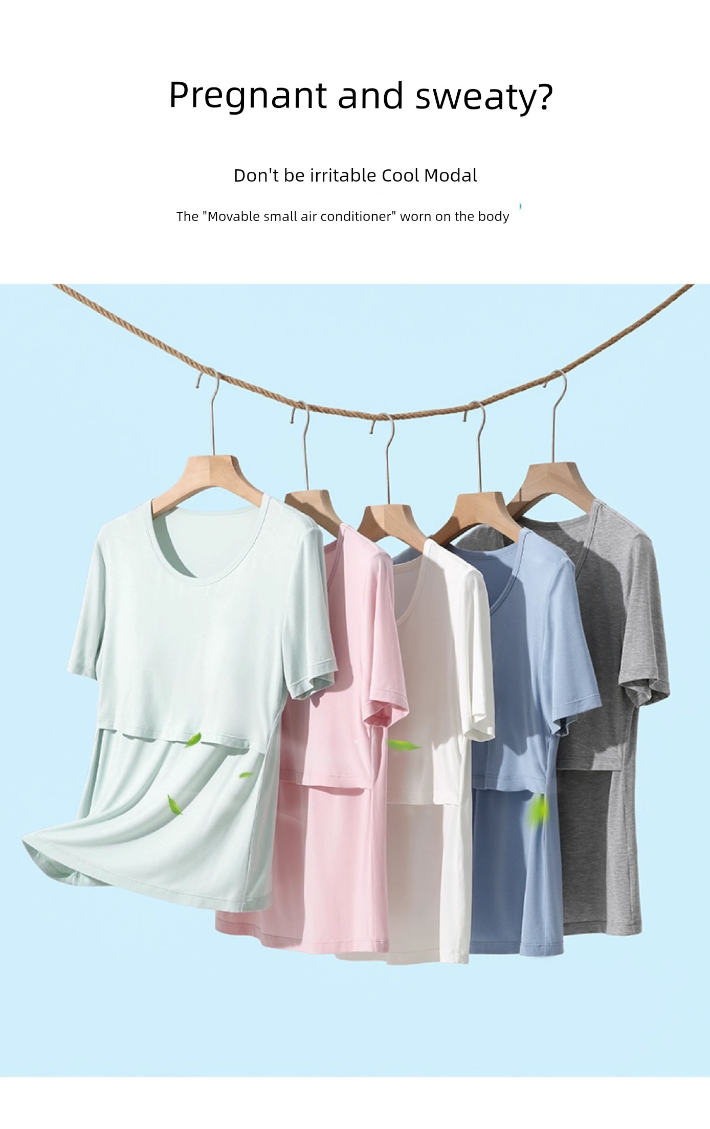 Maternity Modal Summer with Chest Pad Short Sleeve T-Shirt — 9