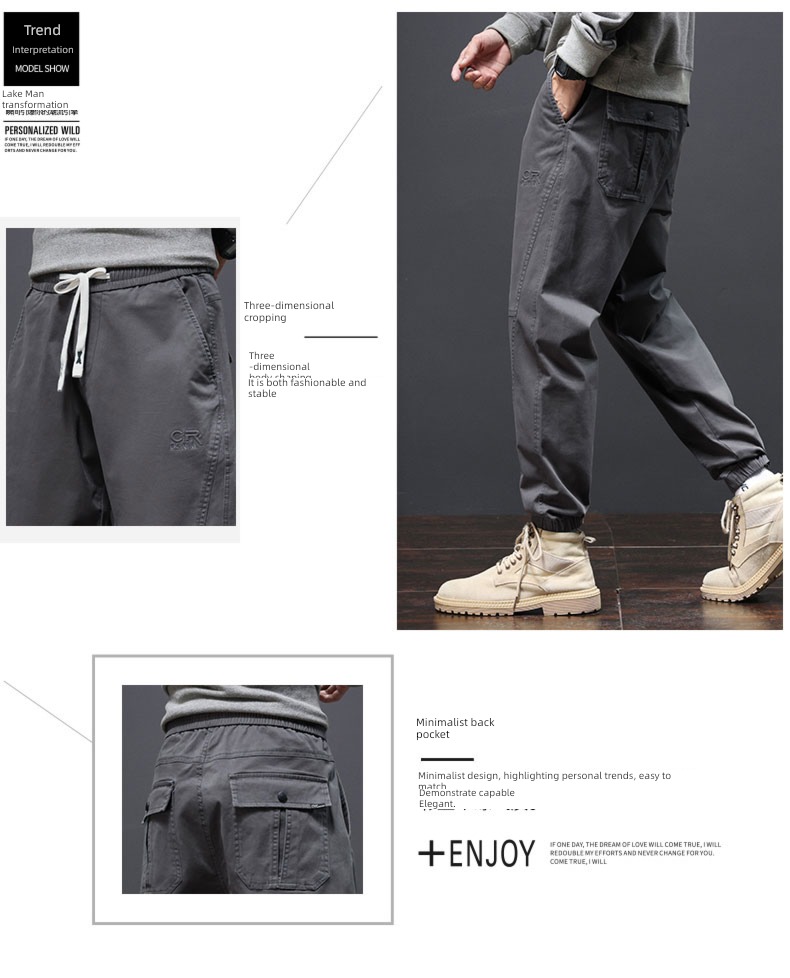 khaki leisure time Spring and Autumn Winter money Harlan Overalls