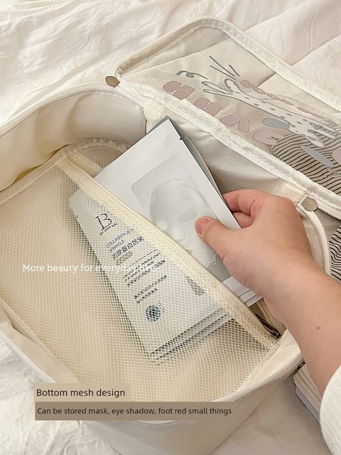 Cute hand-held makeup bag for women 2024 new portable large-capacity skin care products transparent travel toiletries storage bag