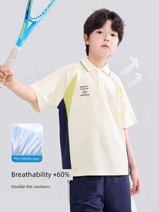 Zuoxi Boys' Summer Outfit 2026 New Children's Cool-Touch Pique Short-Sleeve Polo Shirt Boys' Stylish Academy Style