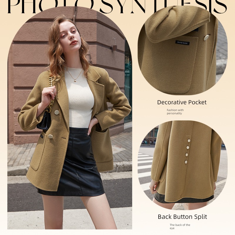 Tricolor 2022 winter All wool Woollen overcoat