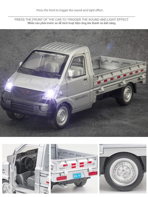 Large Wuling Liuzhou small truck alloy model truck light transport vehicle bread car model delivery truck toys