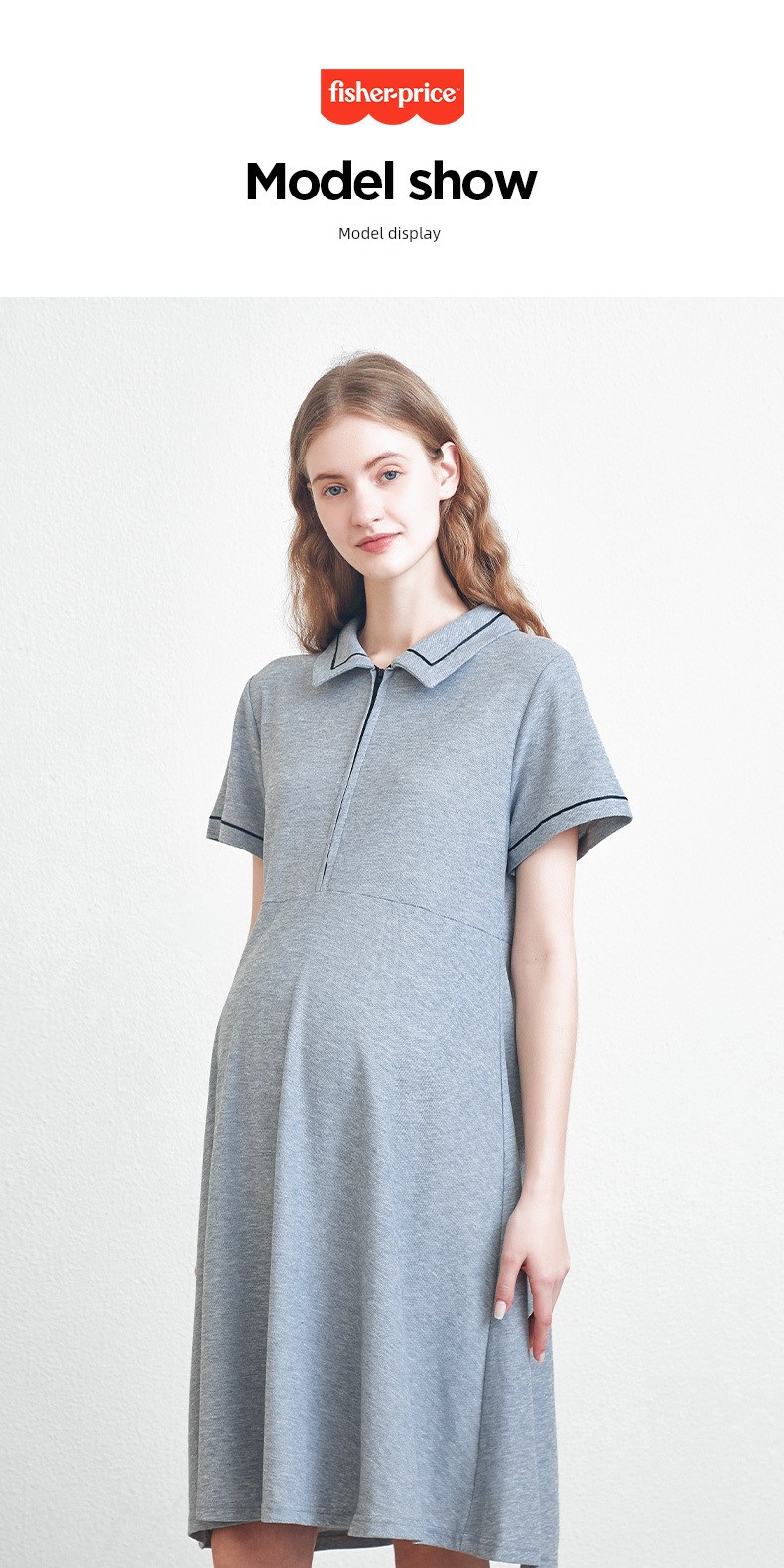 American Fisher Pregnant Women Dress Summer Plus Size Loose Polo Collar Tops Small Short Sleeve New Arrival Maternity — 31