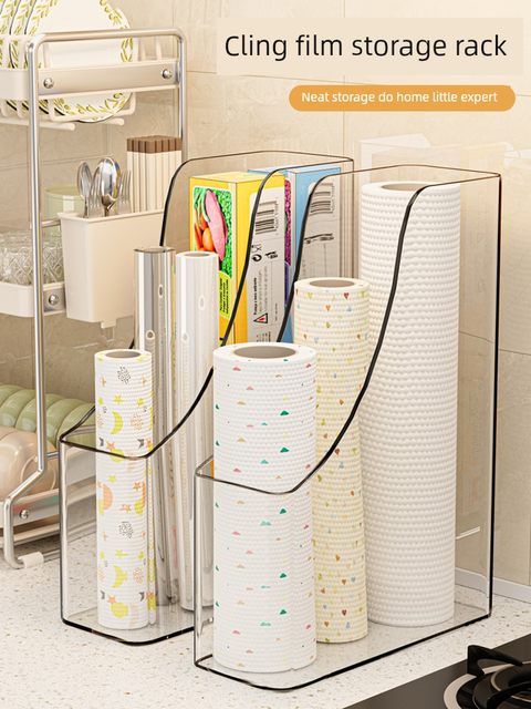 Kitchen plastic wrap cover storage rack box cabinet seal bag sorting storage rack disposable fresh-keeping bag storage tool