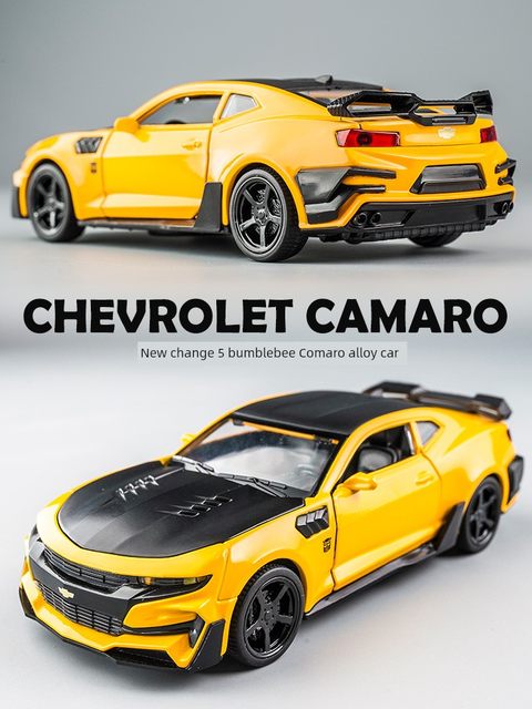 Bumblebee Camaro sports car alloy car model 1 32 gold steel deformation toy car ornament simulation car model