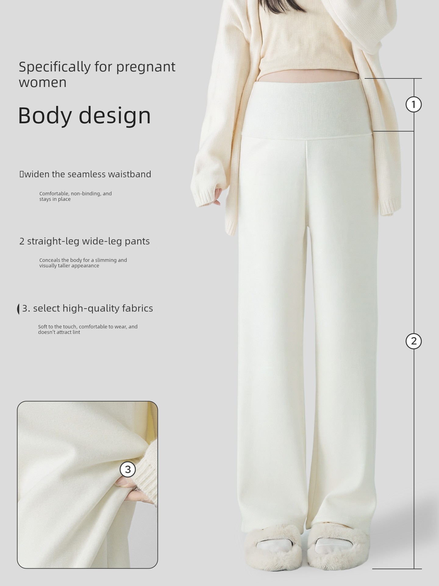 Jq Jingqi Maternity Pants for Autumn 2026 New Wide-Leg Pants That Don'T Squeeze the Belly during Pregnancy, Long Pants for Autumn and Winter Maternity Wear — 2