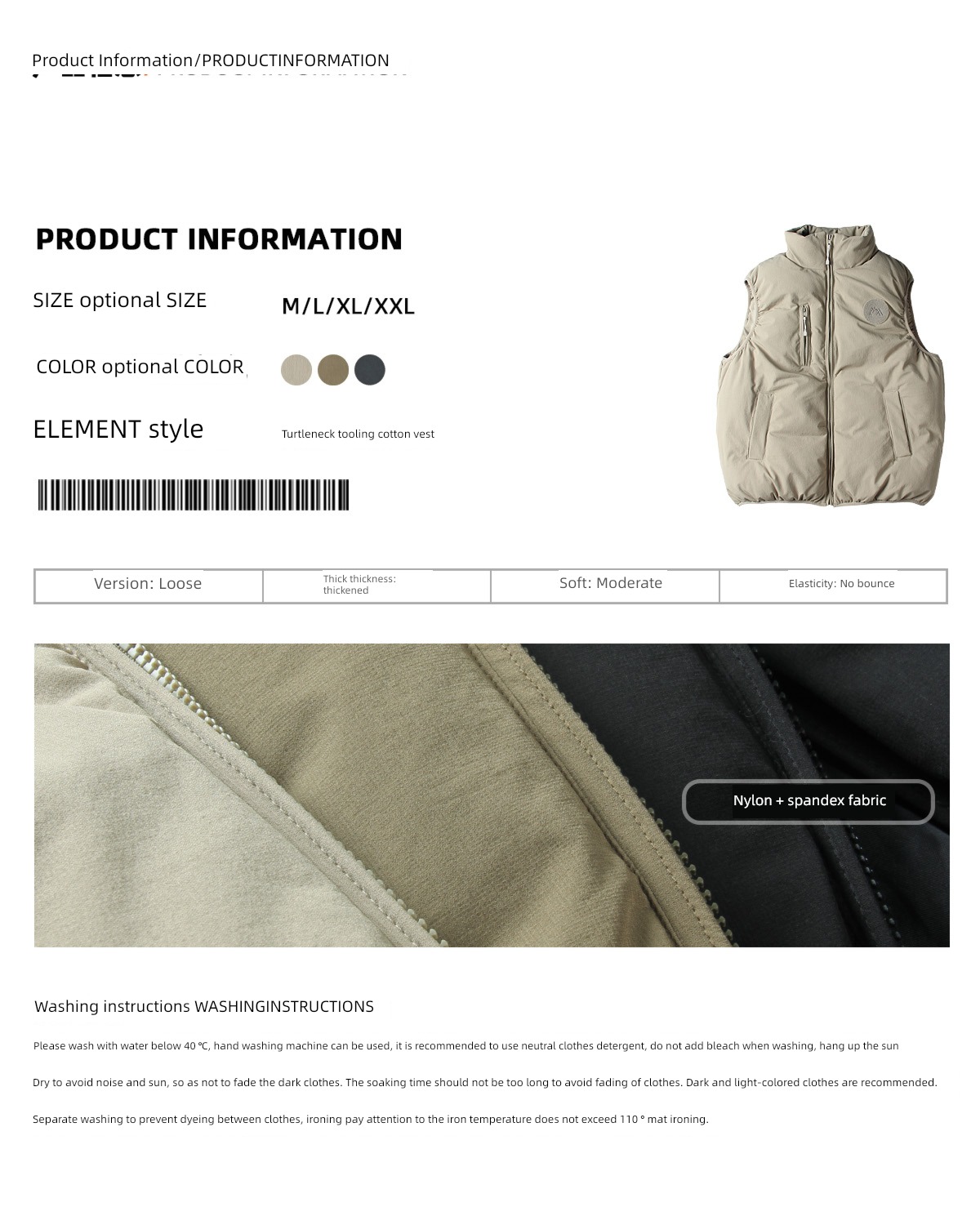 American style keep warm thickening Mountain system work clothes loose coat Cotton vest