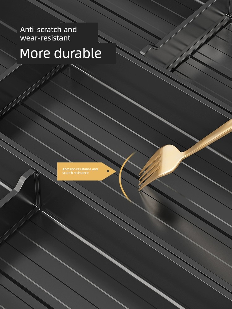 北歐風格鋁製抽屜式餐具收納盒 廚房置物架 碗盤刀叉筷子分格收納