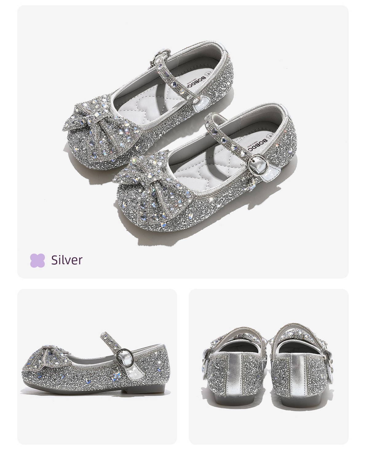 Babudou Genuine Leather Girls' Shoes Princess Crystal Shoes 2026 New Spring and Autumn Children's Soft-Soled Girls' Leather Shoes — 15
