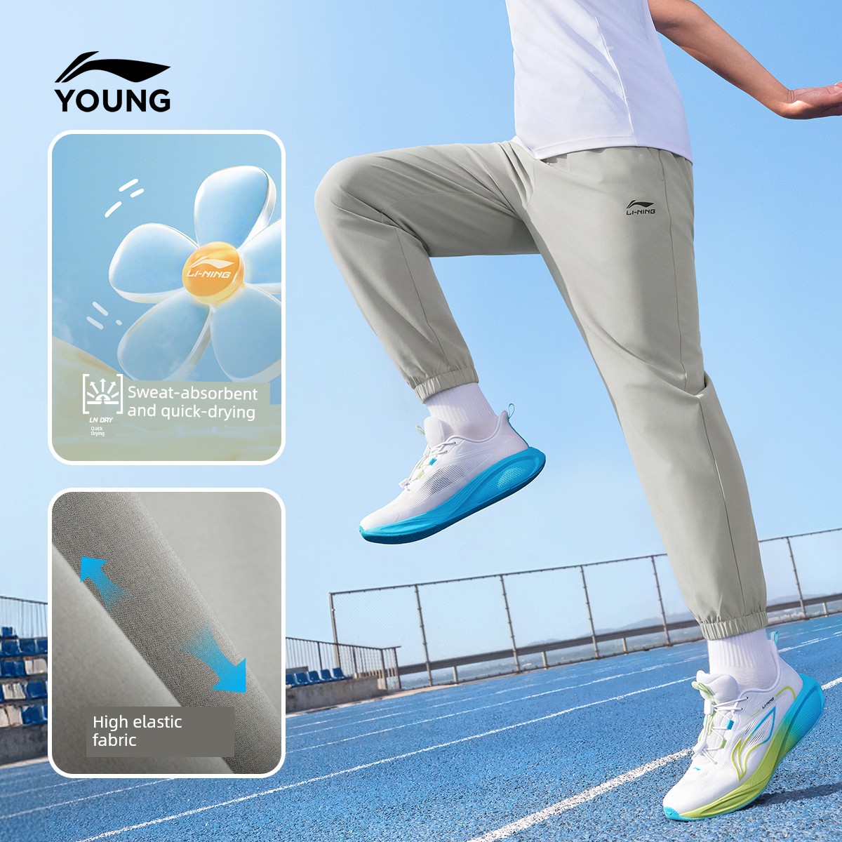 Li Ning plus Velvet Autumn and Winter Type Female Middle School Children's Cotton Trousers — 3