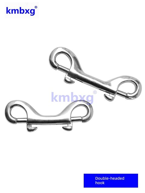 304 stainless steel single-head hook double-head P-hook submersible chain head universal rotating chain spring buckle pet dog hook hook