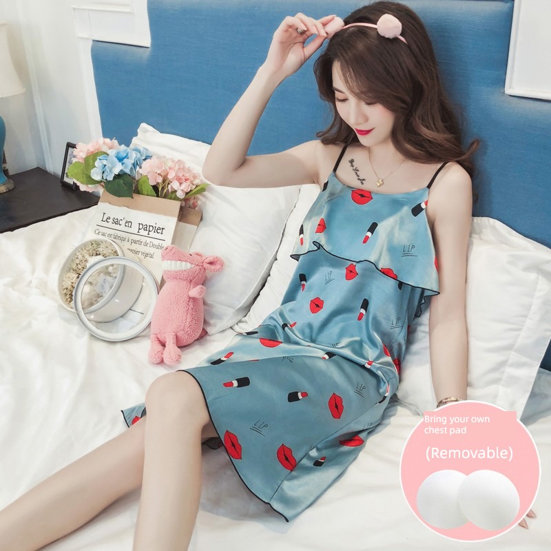 summer Ice silk sexy ma'am leisure wear camisole Nightdress