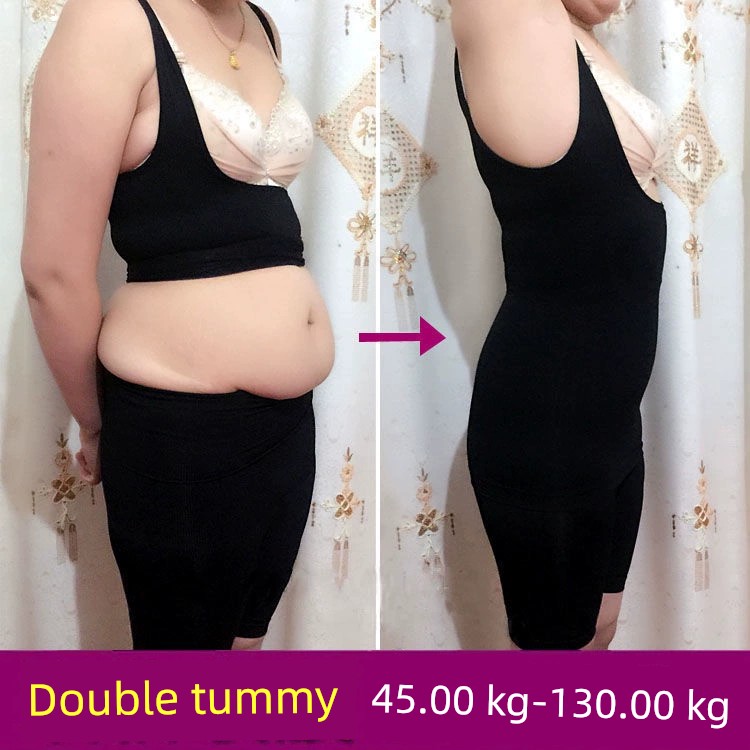  顯瘦大碼女裝胖mm塑身衣200斤時髦減齡遮肉收腹束腰塑形兩件套裝 S （80-100斤）Product Thumbnail