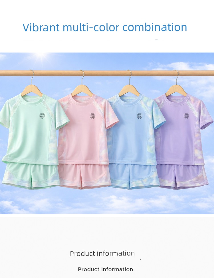 2026 New Children's Clothing Girls' Quick-Drying Sports Suit Children's Ice Silk Short-Sleeved Two-Piece Set Boys' Mesh Basketball Uniform — 12